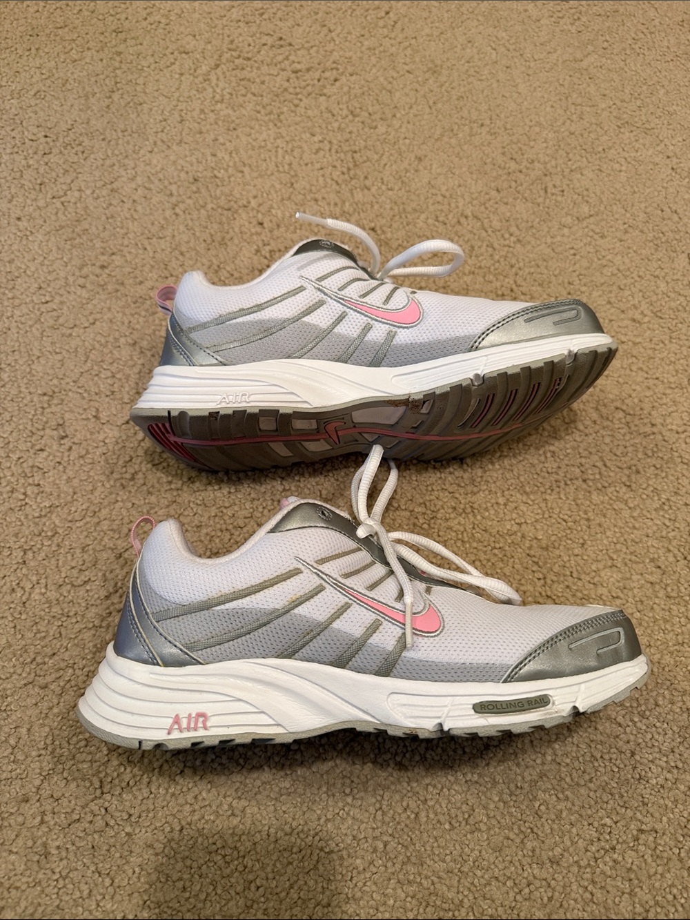Nike air walk light pink purple white gray 6.5 like new tennis shoes sneakers